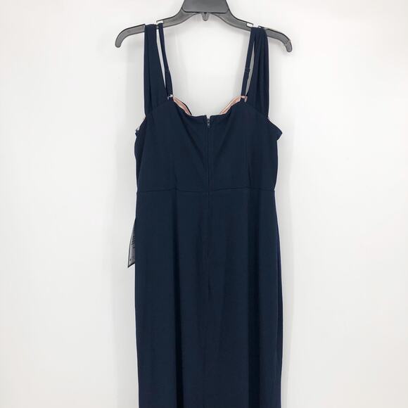CITY STUDIO Trendy Off-The-Shoulder Gown 20W Navy Blue Rose Pink Dress Slit NWT - Picture 8 of 15